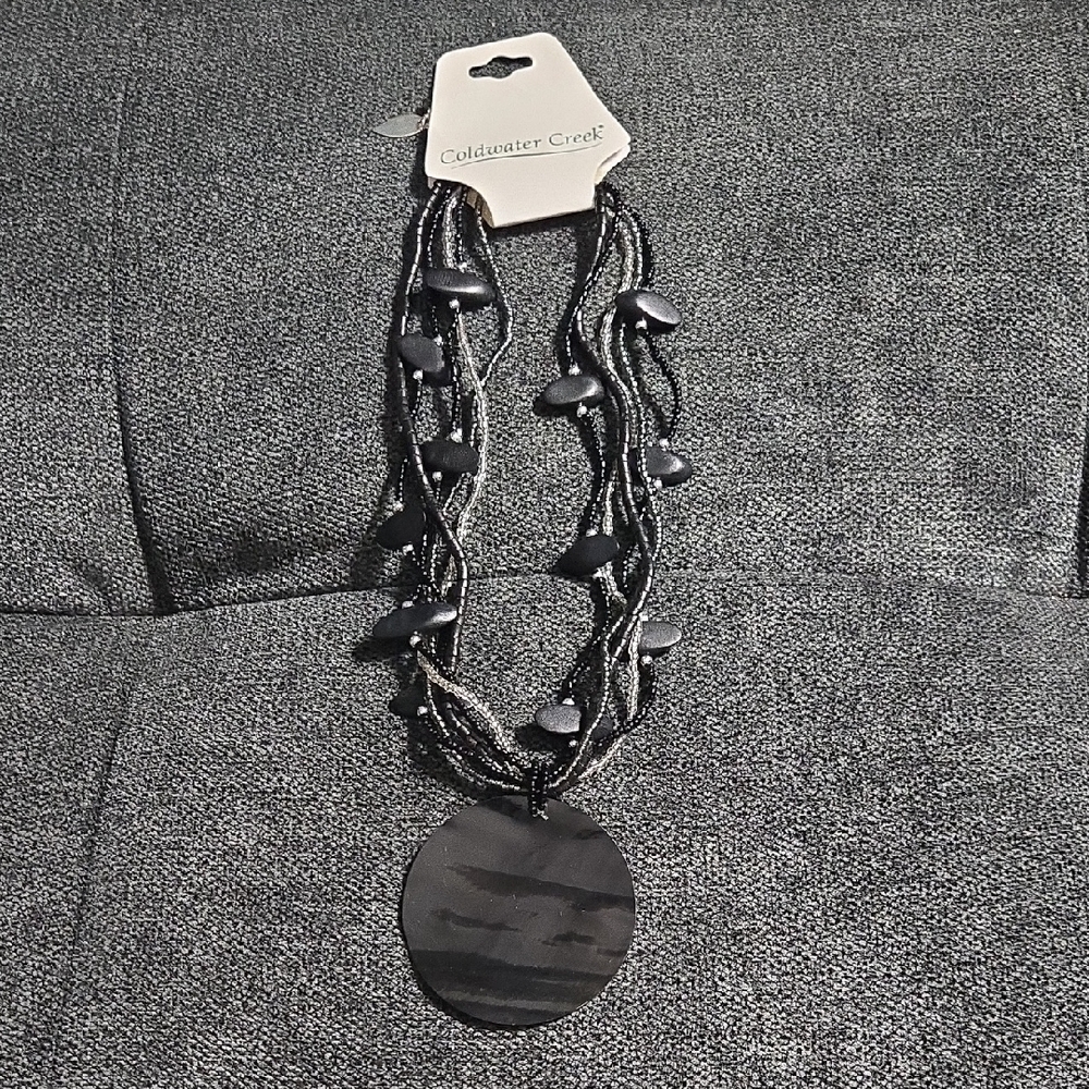 Coldwater Creek Black Bold‎ Pendant Necklace